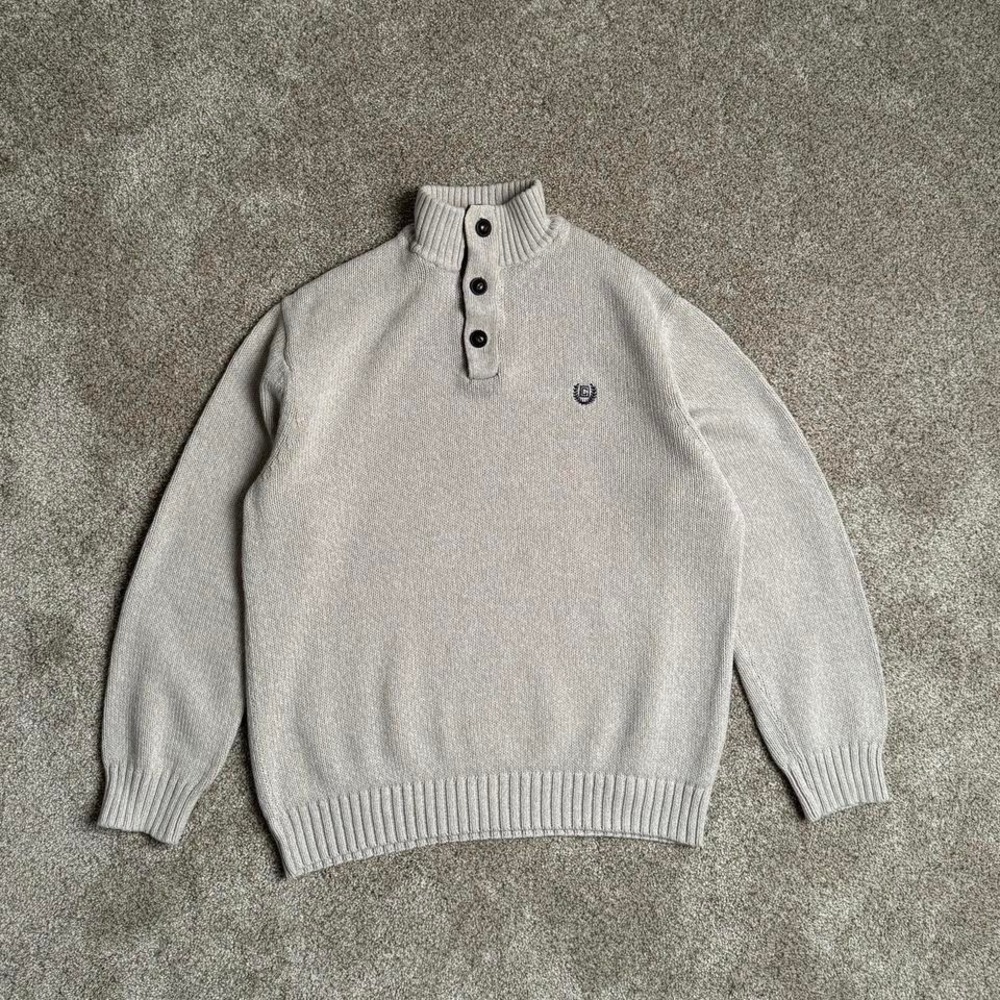 CHAPS‎ "CRÈME" KNIT QUARTER-BUTTON SWEATER